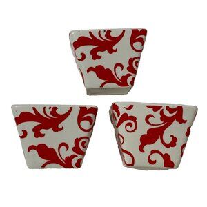 Ciroa Red Bowls Porcelain 4” Appetizer 3 Piece China Simple Serve Dessert Dip